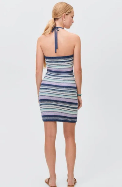 Mango Teen Knit Halter Dress In Blue