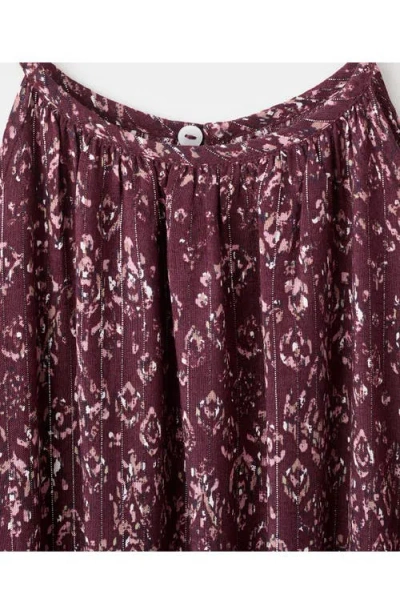 Mango Teen Metallic Cold Shoulder Long Sleeve Dress In Burgundy