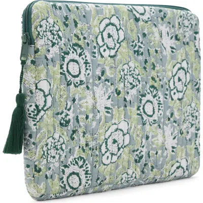 Mango Teen Print Quilted Cotton Laptop Case In Green