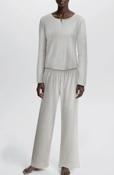 Mango Teen Pointelle Long Pajamas In Gray