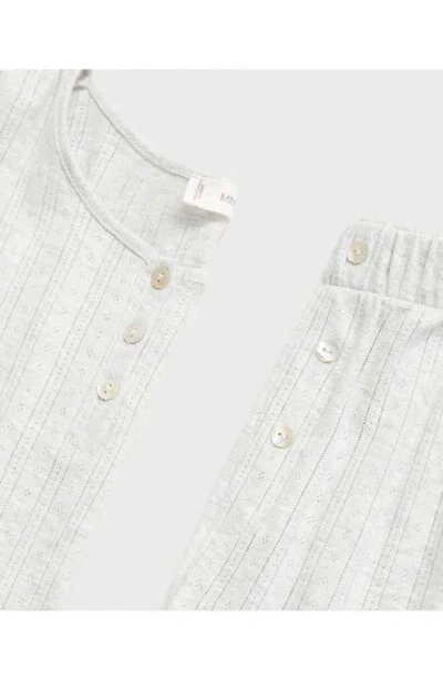 Mango Teen Pointelle Long Pajamas In Gray