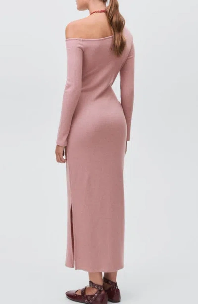 Mango Teen Cutout One-shoulder Long Sleeve Dress In Pink