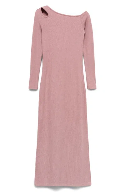 Mango Teen Cutout One-shoulder Long Sleeve Dress In Pink