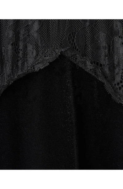 Mango Teen Lace Trim Velvet Maxi Dress In Black