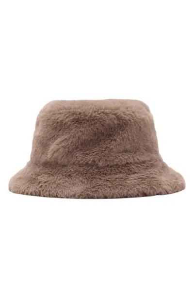 Mango Teen Faux Fur Bucket Hat In Brown