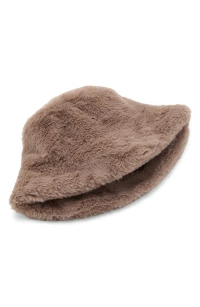 Mango Teen Faux Fur Bucket Hat In Brown