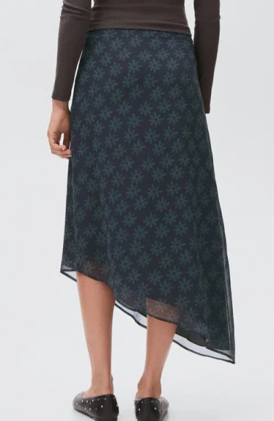 Mango Teen Asymmetric Floral Midi Skirt In Gray