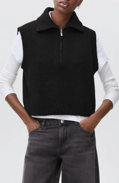 Mango Teen Perkins Collared Sweater Vest In Black