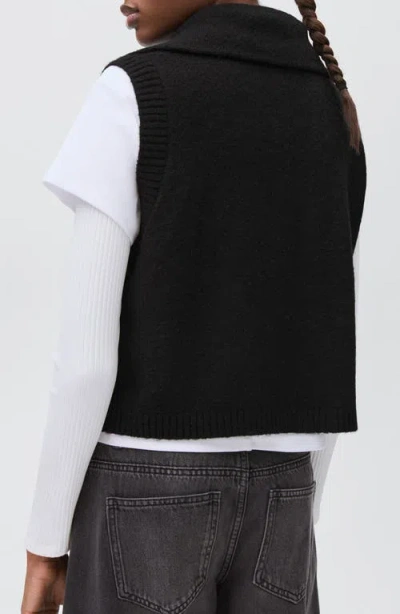 Mango Teen Perkins Collared Sweater Vest In Black
