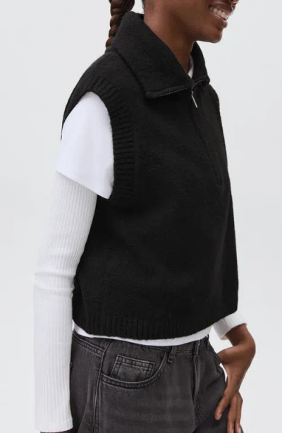 Mango Teen Perkins Collared Sweater Vest In Black