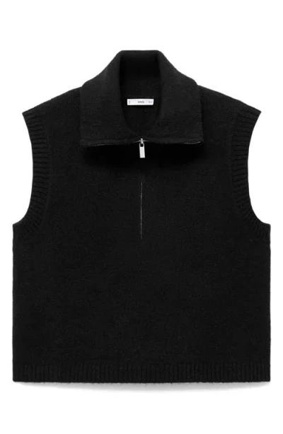 Mango Teen Perkins Collared Sweater Vest In Black
