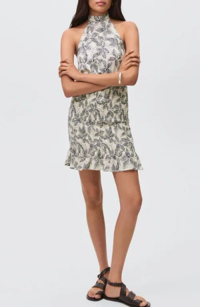 Mango Teen Floral Print Halter Dress In Neutral