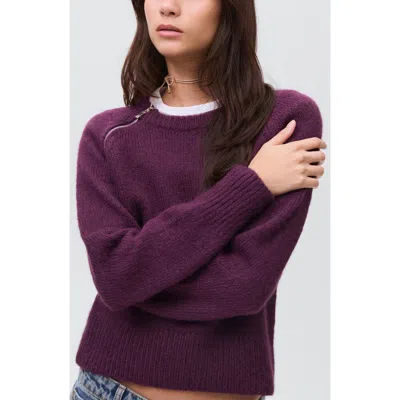 Mango Teen Zip Trim Sweater In Purple