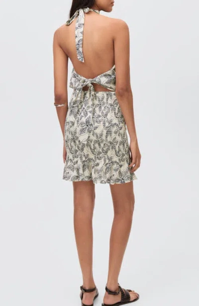 Mango Teen Floral Print Halter Dress In Neutral