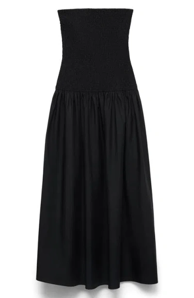 Mango Teen Strapless Maxi Dress In Black