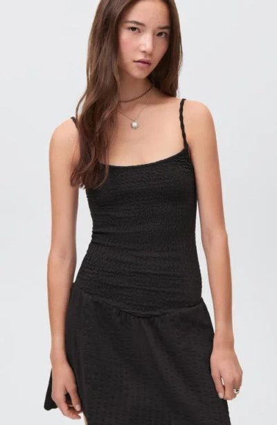 Mango Teen Smocked Drop Waist Dress In Black