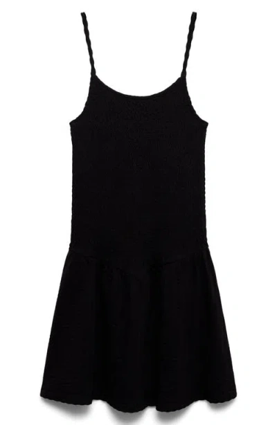 Mango Teen Smocked Drop Waist Dress In Black