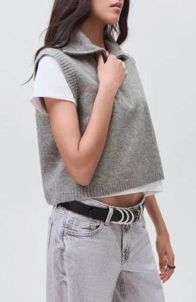 Mango Teen Perkins Collared Sweater Vest In Gray