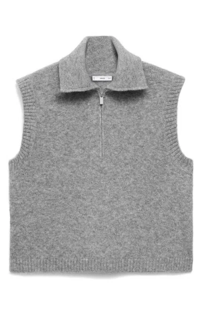 Mango Teen Perkins Collared Sweater Vest In Gray