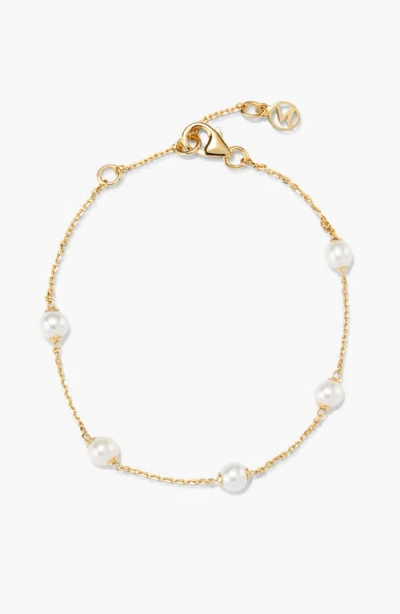 Mejuri Mini Pearl Satellite Bracelet In White