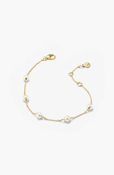 Mejuri Mini Pearl Satellite Bracelet In White