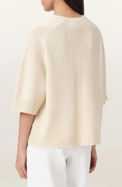 Allsaints Nix Short Sleeve Cashmere & Wool Sweater In White