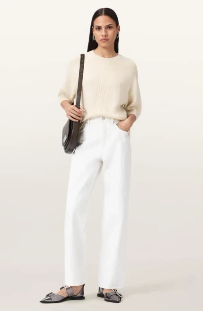 Allsaints Nix Short Sleeve Cashmere & Wool Sweater In White