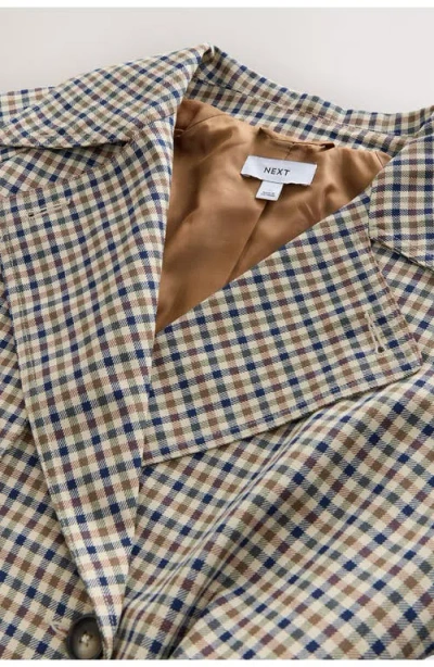Next Check Double Breasted Trench Coat In Multi