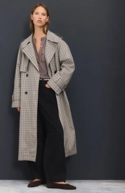Next Check Double Breasted Trench Coat In Multi