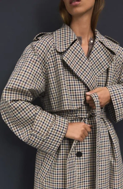 Next Check Double Breasted Trench Coat In Multi
