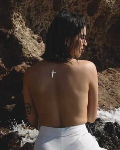 Joiana Jewelry Pearl Cross Necklace In Silver