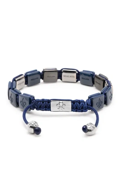 Nialaya Blue Ceramic Flatbead Bracelet In Blue