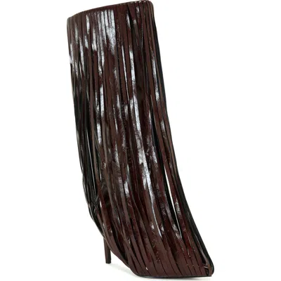 Azalea Wang Zantara Fringe Knee High Boot In Brown