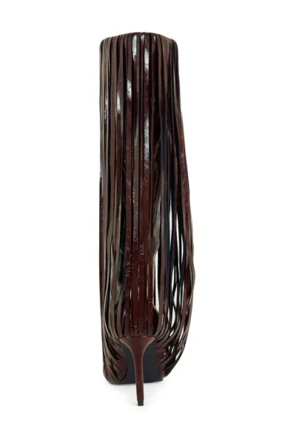 Azalea Wang Zantara Fringe Knee High Boot In Brown