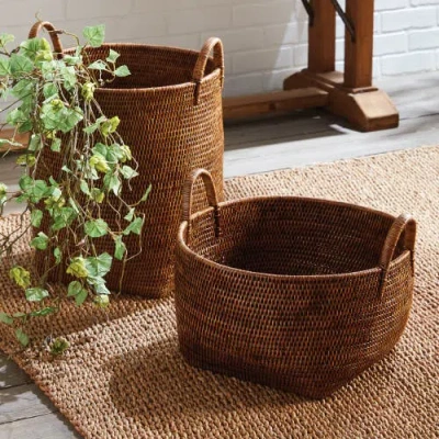 Napa Home & Garden Burma Rattan Orchard Baskets, Set Of 2 In Brown
