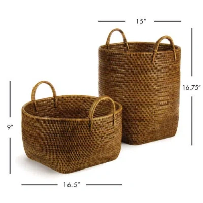 Napa Home & Garden Burma Rattan Orchard Baskets, Set Of 2 In Brown