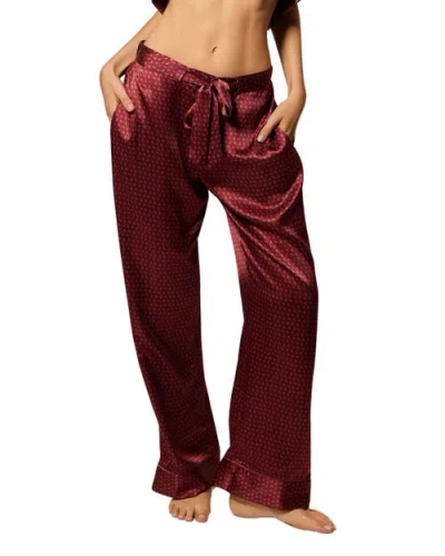Kiki De Montparnasse Silk Lounge Moi Et Toi Tie Up Pajama Pant In Burgundy