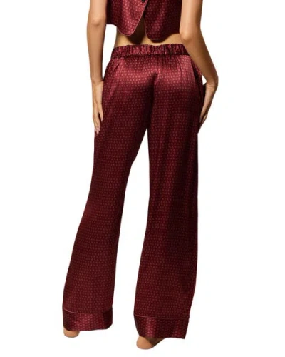 Kiki De Montparnasse Silk Lounge Moi Et Toi Tie Up Pajama Pant In Burgundy