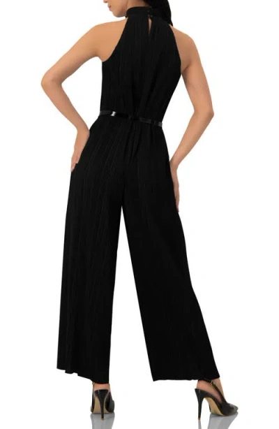 Ivonne Pleated High-neck Jumpsuit With Belt In Black