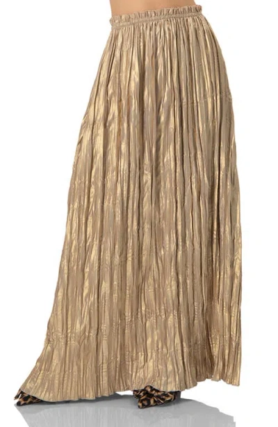 Ivonne Pleated Maxi Skirt In Gold