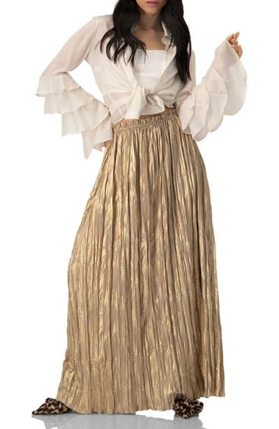 Ivonne Pleated Maxi Skirt In Gold