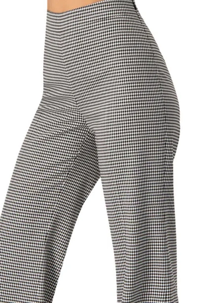 Ivonne Semi-flared Houndstooth Tailored Trousers In Gray