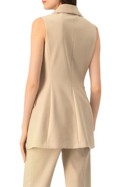 Ivonne Long Tailored Vest In Brown