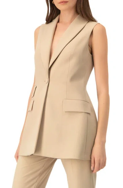 Ivonne Long Tailored Vest In Brown