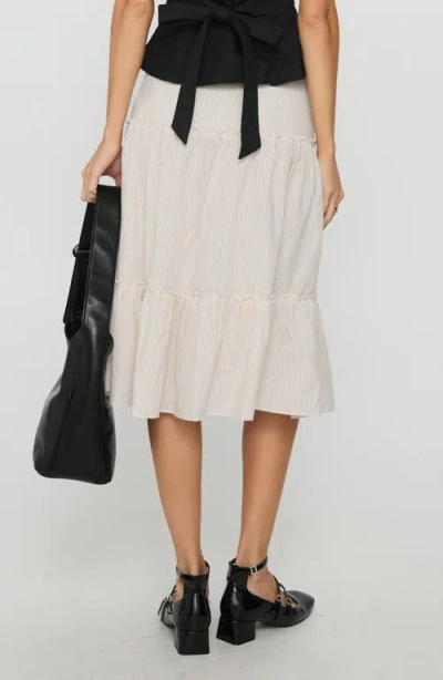 Princess Polly Cascades Stripe Tiered Cotton Skirt In White