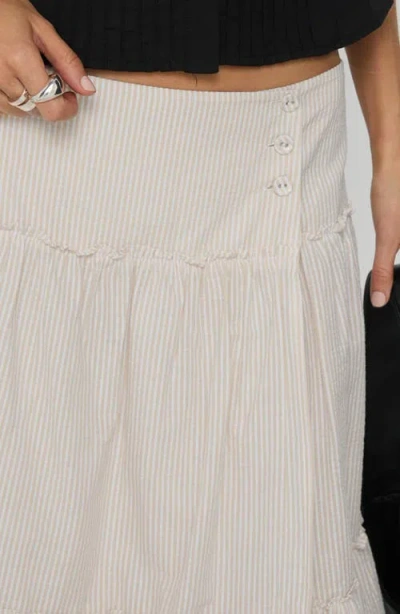 Princess Polly Cascades Stripe Tiered Cotton Skirt In White