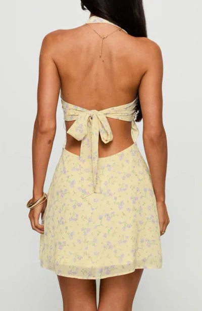 Princess Polly Rosamie Floral Halter Minidress In Neutral