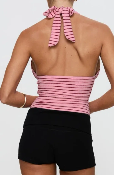 Princess Polly Whimsy Stripe Knit Halter Top In Pink