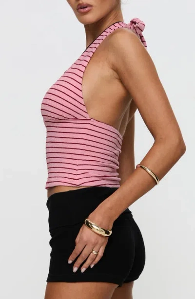 Princess Polly Whimsy Stripe Knit Halter Top In Pink