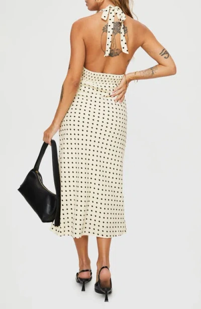 Princess Polly Kimbelle Polka Dot Halter Neck Dress In White